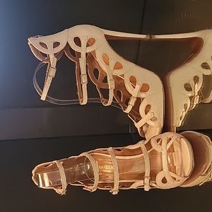 INC Aquazzura white snakeskin sandles sz 37.5